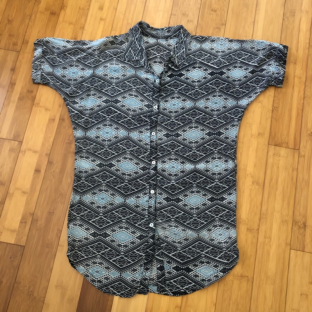 Acacia silk dress/shirt in Thai print S